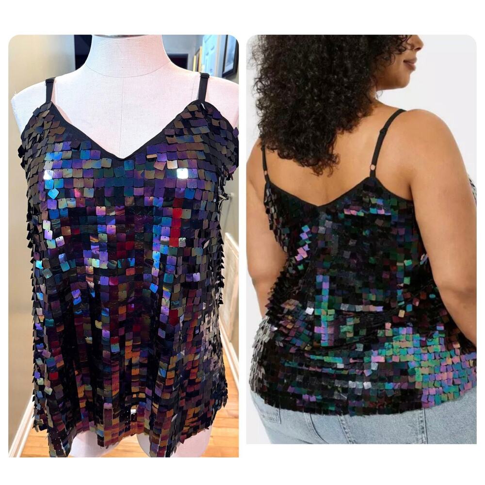 New Torrid 2 (2X 18/20) Sexy Sophie Iridescent Sequin Swing Party Cami Tank Top